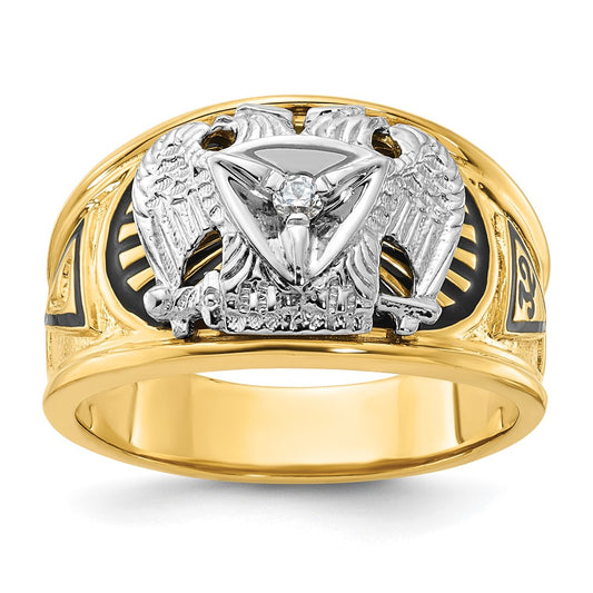 10K Two-Tone Ibgoodman Men'S Polished And Textured 32Nd Degree Scottish Rite Masonic Ring Mounting