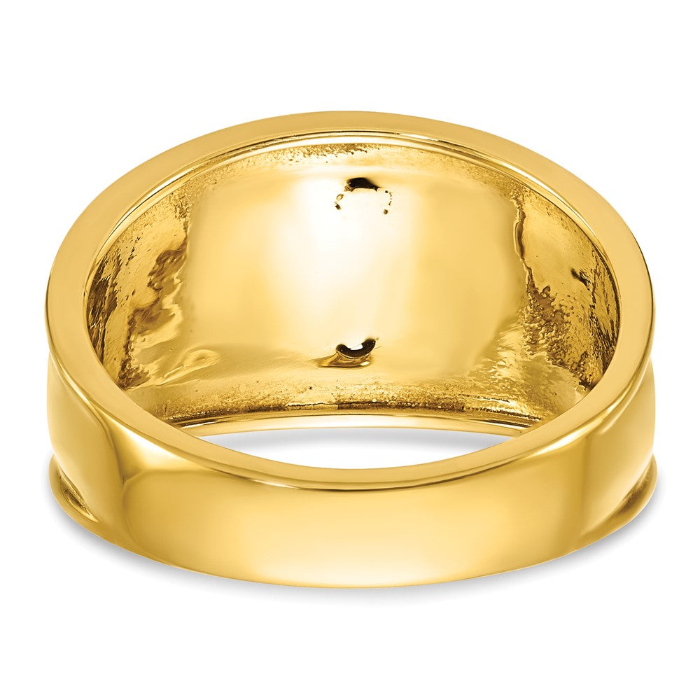 14k Two-tone Gold Men's Polished and Textured with Black Enamel and Diamond 32nd Degree Scottish Rite Masonic Ring