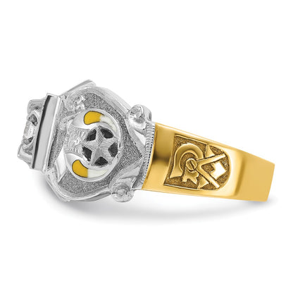 10K Two-Tone Ibgoodman Men'S Polished And Textured Double Eagle Masonic Shriner'S Ring Mounting