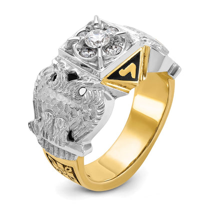 10K Two-Tone Ibgoodman Men'S Polished And Textured Double Eagle Masonic Shriner'S Ring Mounting