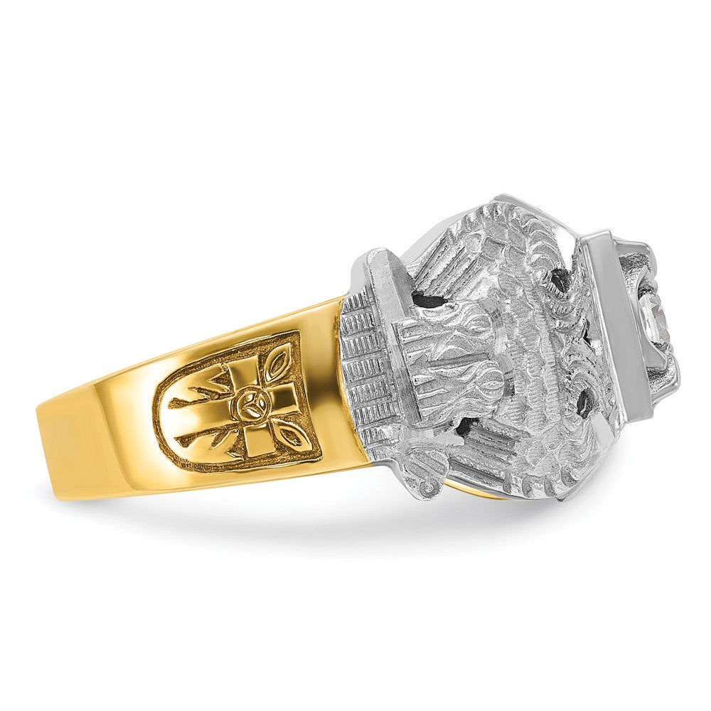 10K Two-Tone Ibgoodman Men'S Polished And Textured Double Eagle Masonic Shriner'S Ring Mounting