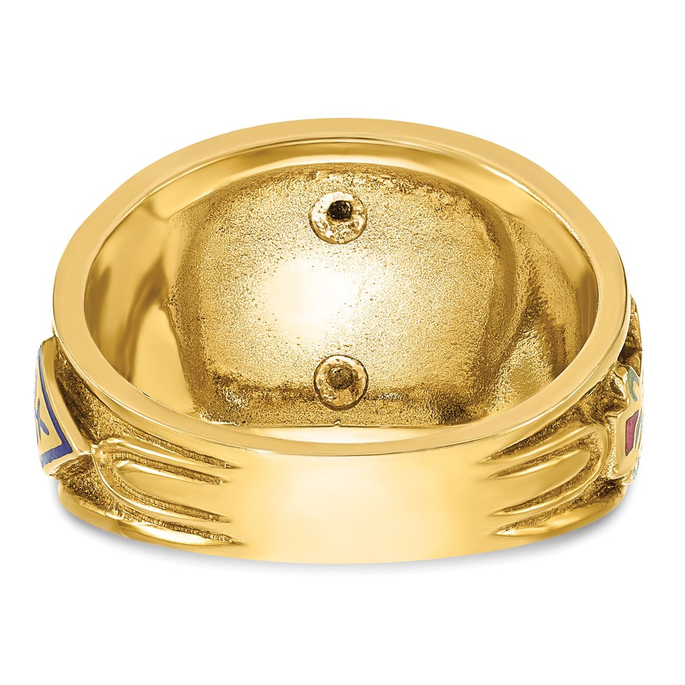 14k Two-tone Gold Men's Polished and Textured with Multi-color Enamel Active 33rd Degree Masonic Ring
