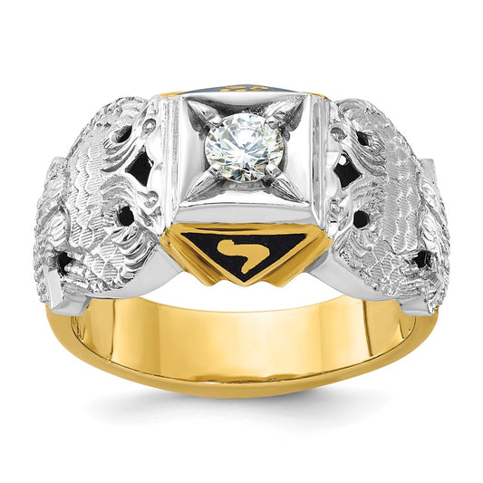 10K Two-Tone Ibgoodman Men'S Polished And Textured 32Nd Degree Scottish Rite Masonic Ring Mounting