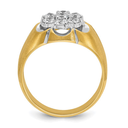 14k Two-tone Gold Men's with White Rhodium Polished and Satin 1 carat Diamond Complete Ring