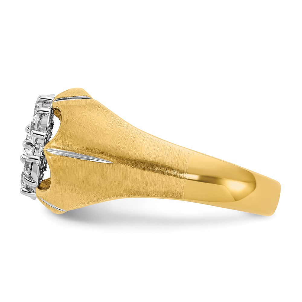14k Two-tone Gold Men's with White Rhodium Polished and Satin 1 carat Diamond Complete Ring