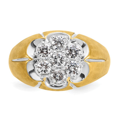 14k Two-tone Gold Men's with White Rhodium Polished and Satin 1 carat Diamond Complete Ring