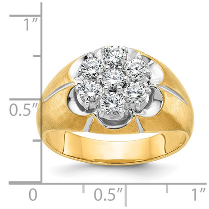 14k Two-tone Gold Men's with White Rhodium Polished and Satin 1 carat Diamond Complete Ring