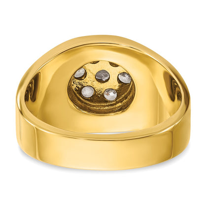 10K Two-Tone Ibgoodman Men'S Polished And Satin Round Cluster Ring Mounting