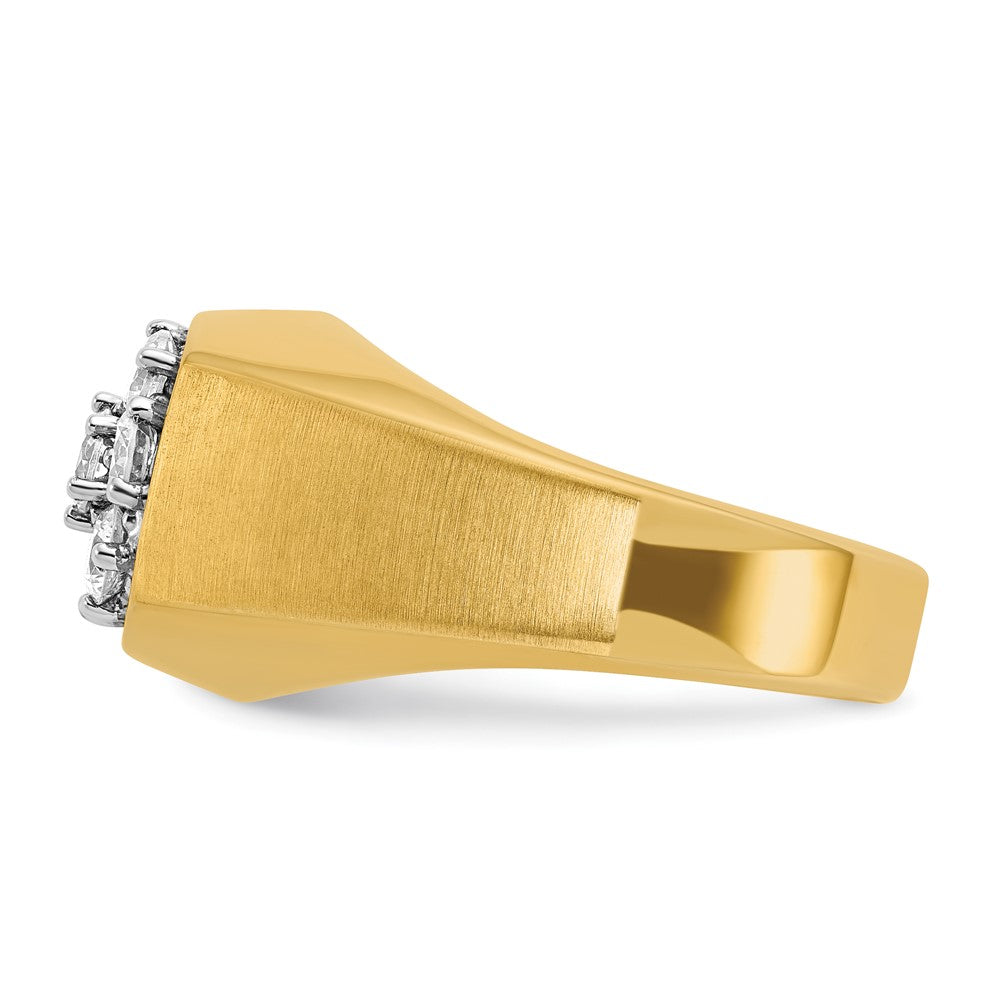 14k Two-tone Gold Men's Polished and Satin 1 carat Diamond Complete Ring