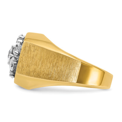14k Two-tone Gold Men's Polished and Satin 2 carat Diamond Complete Ring