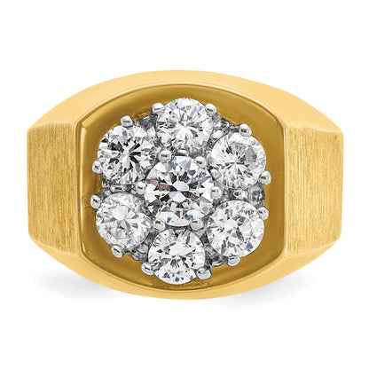 14k Two-tone Gold Men's Polished and Satin 2 carat Diamond Complete Ring