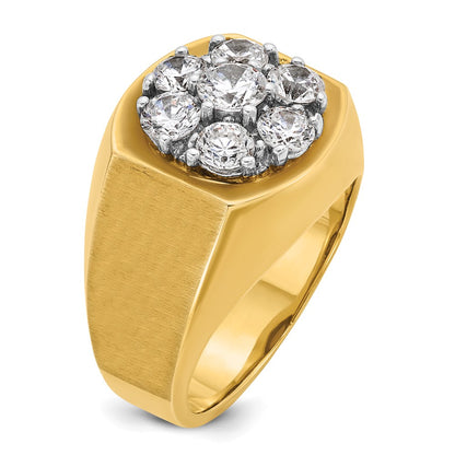 14k Two-tone Gold Men's Polished and Satin 2 carat Diamond Complete Ring