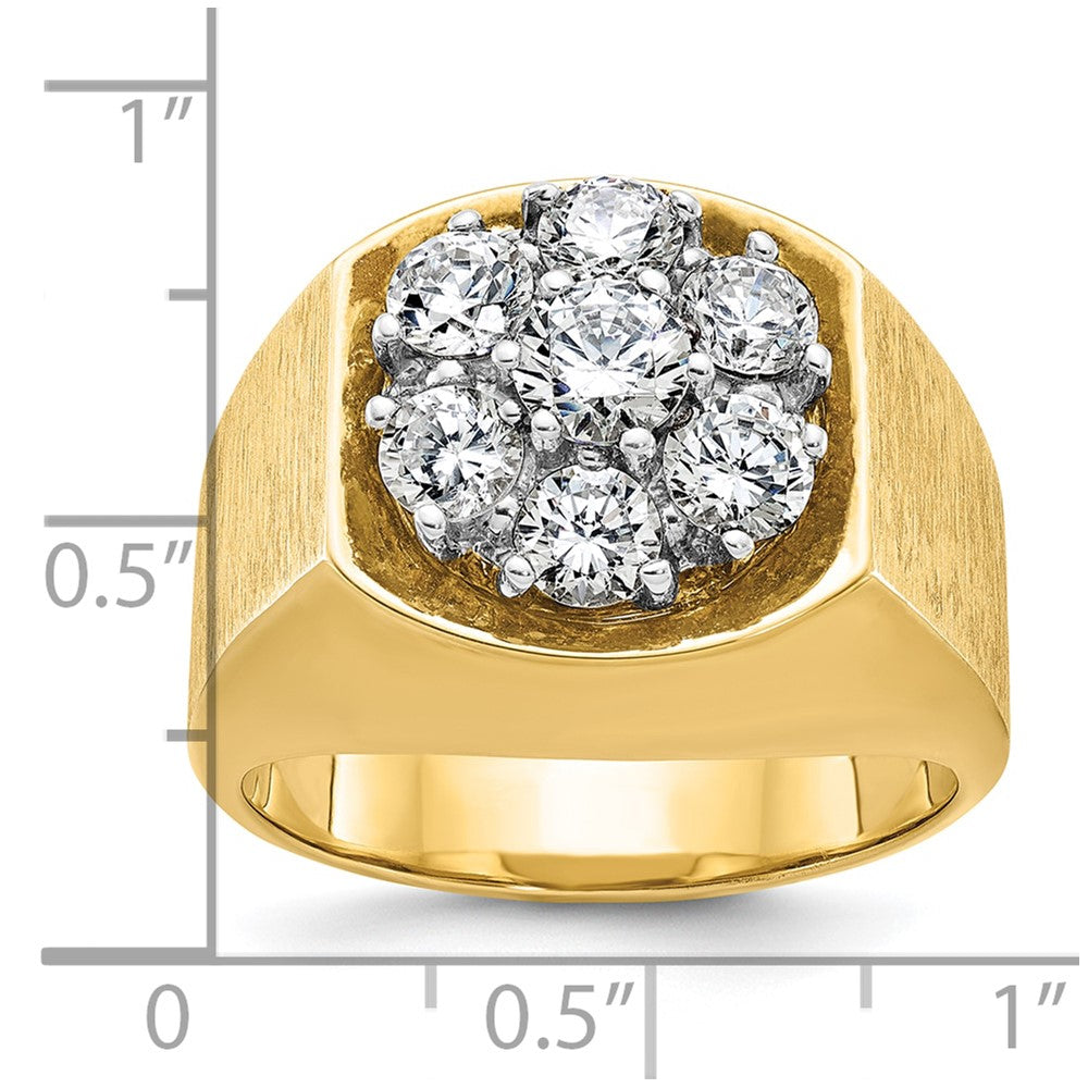14k Two-tone Gold Men's Polished and Satin 2 carat Diamond Complete Ring