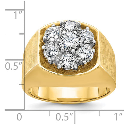 14k Two-tone Gold Men's Polished and Satin 2 carat Diamond Complete Ring