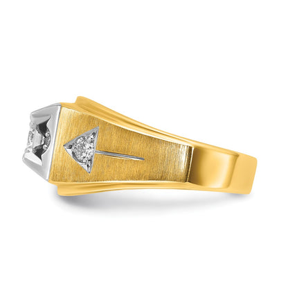 14k Two-tone Gold Men's Polished and Satin 3/4 carat Diamond Complete Ring