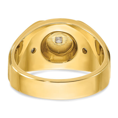 14k Two-tone Gold Men's Polished and Satin 3/4 carat Diamond Complete Ring
