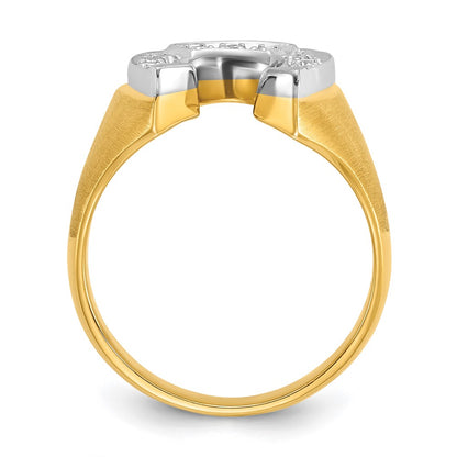 14k Two-tone Gold Men's Satin Horseshoe 1/5 carat Diamond Complete Ring