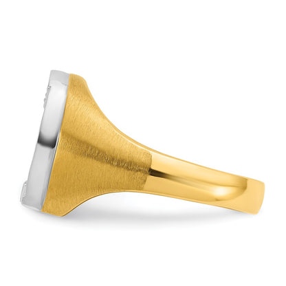 14k Two-tone Gold Men's Satin Horseshoe 1/5 carat Diamond Complete Ring