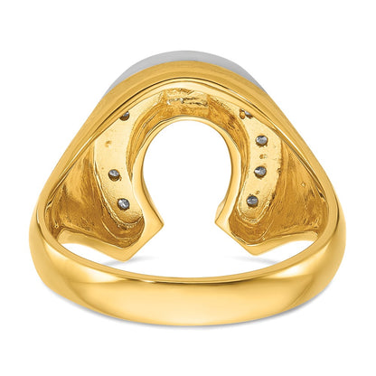 14k Two-tone Gold Men's Satin Horseshoe 1/5 carat Diamond Complete Ring