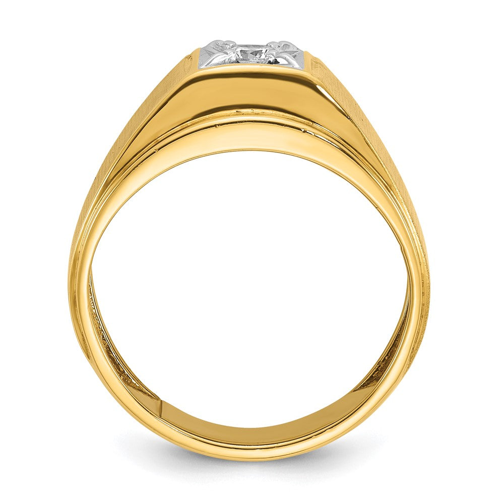 14k Two-tone Gold Men's Polished and Satin 1/6 carat Diamond Complete Ring