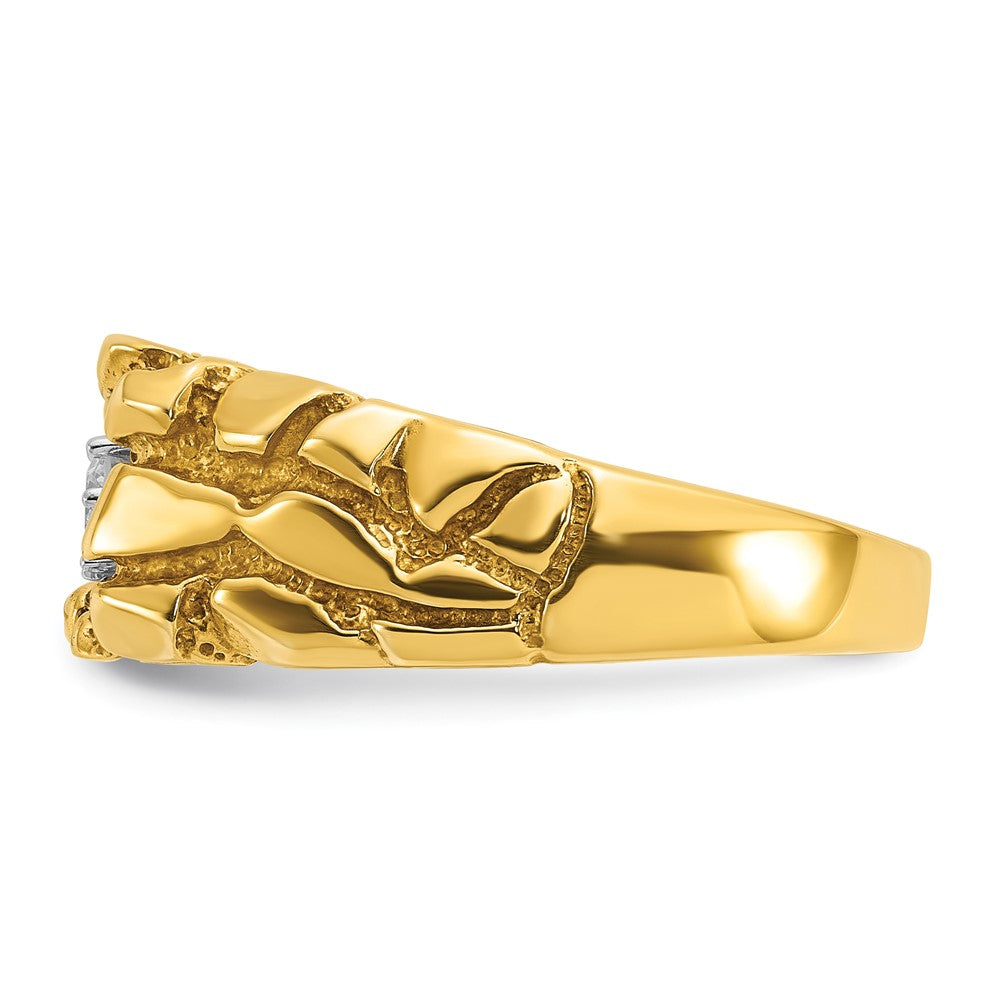 14k Yellow Gold Men's 1/6 carat Diamond Nugget Complete Ring