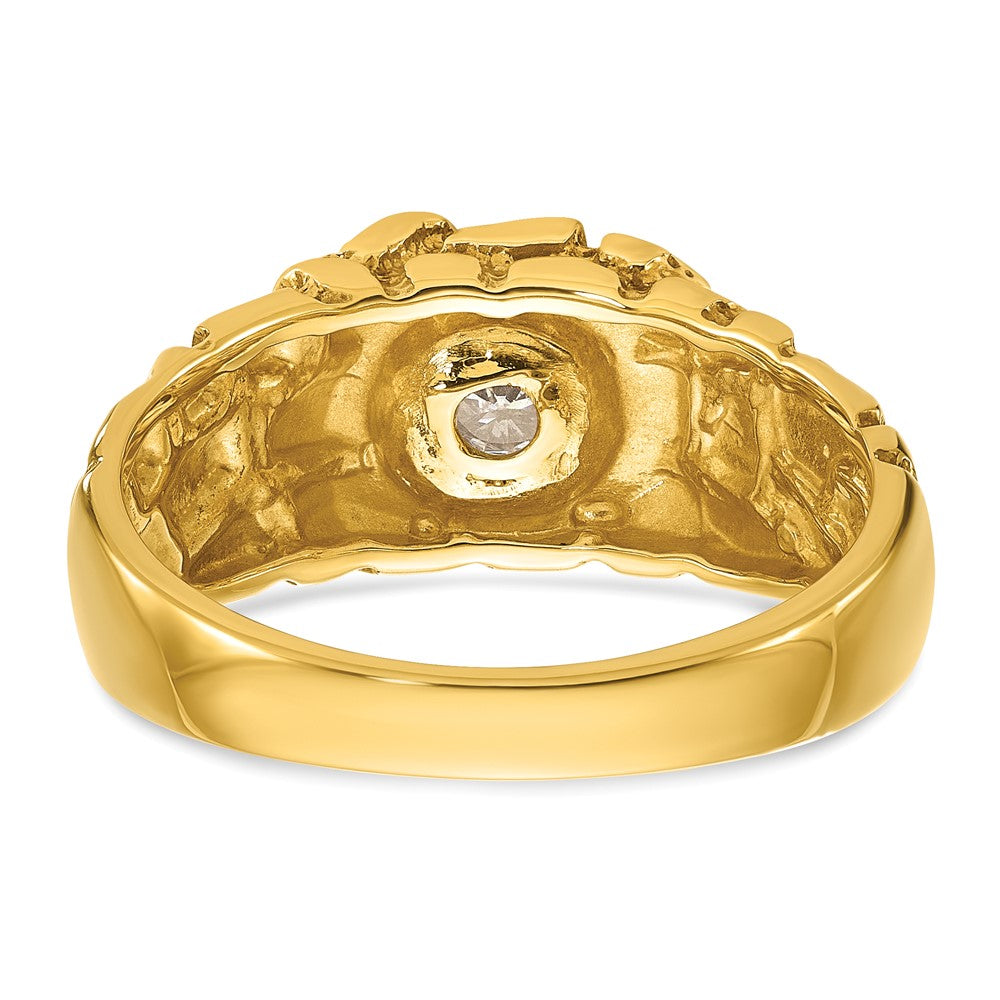14k Yellow Gold Men's 1/6 carat Diamond Nugget Complete Ring