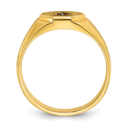 14k Yellow Gold Men's Polished and Satin 1/10 carat Diamond Complete Ring
