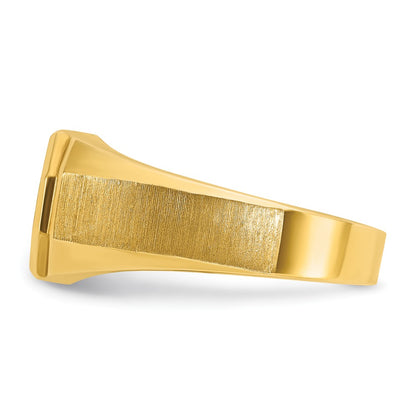 14k Yellow Gold Men's Polished and Satin 1/10 carat Diamond Complete Ring