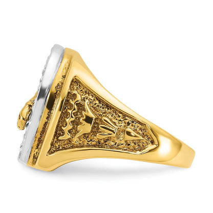 14k Two-tone Gold Men's Horse and Horseshoe 1/2 carat Diamond Complete Ring