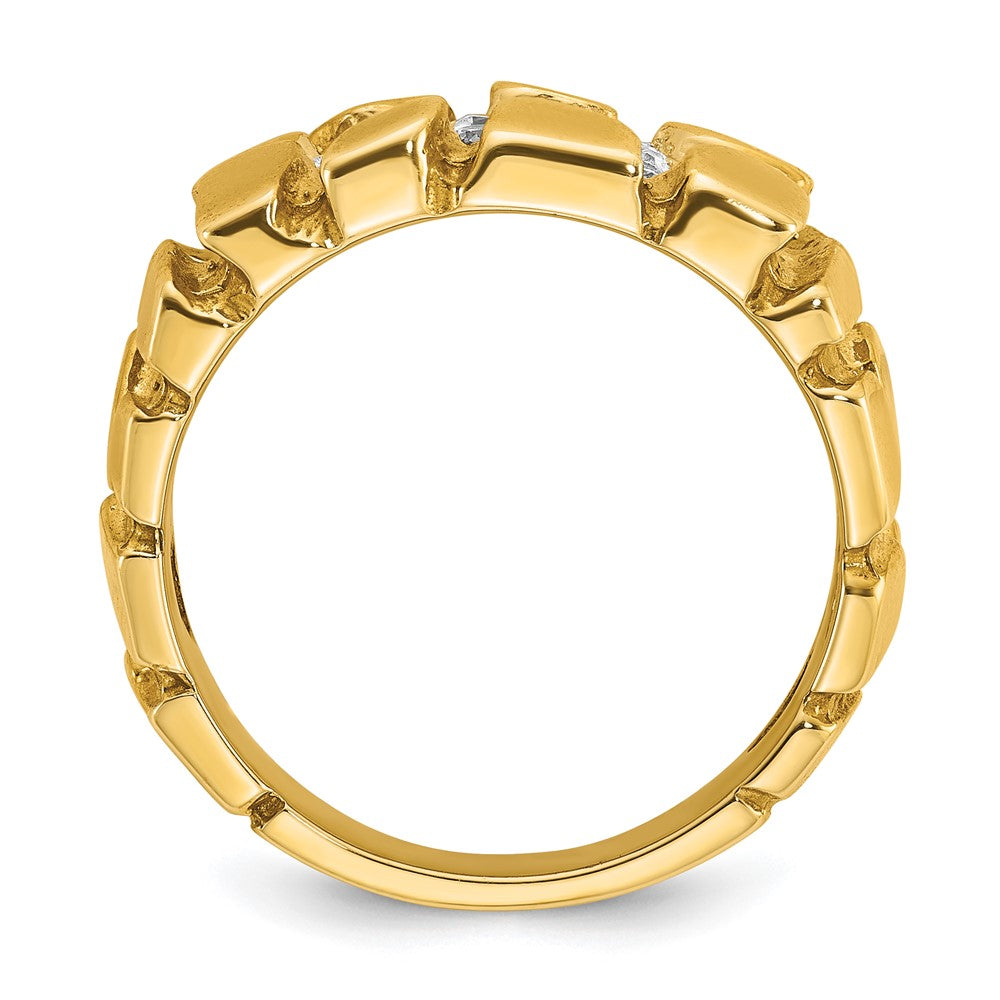 14k Yellow Gold Men's Cluster 1/2 carat Diamond Nugget Complete Ring