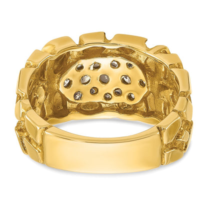 14k Yellow Gold Men's Cluster 1/2 carat Diamond Nugget Complete Ring