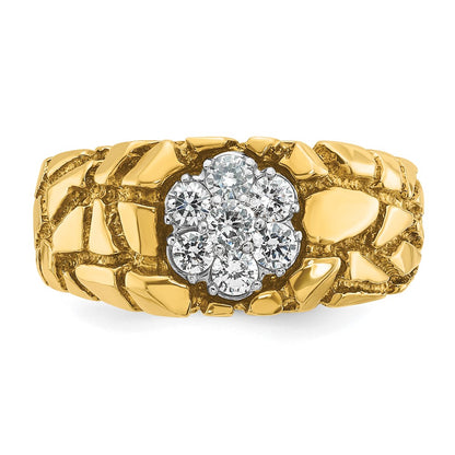 14k Two-Tone 1/2 Ct. Lab Grown Diamond VS/SI+ G+ Men's Textured Cluster Nugget Ring
