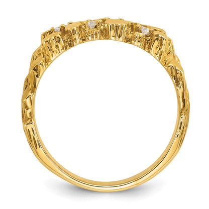 14k Yellow Gold Men's 1/3 carat Diamond Nugget Complete Ring