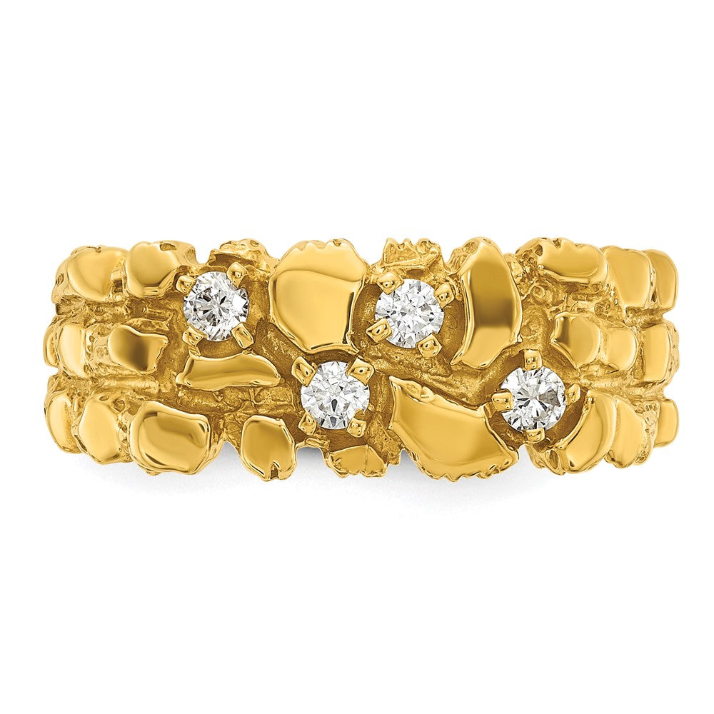 14k Yellow Gold Men's 1/3 carat Diamond Nugget Complete Ring