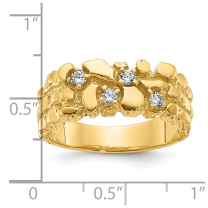 14k Yellow Gold Men's 1/3 carat Diamond Nugget Complete Ring
