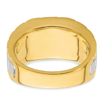 14k Two-tone 1 5/8 Ct. Lab Grown Diamond VS/SI+ G+ Polished and Satin Men's Ring