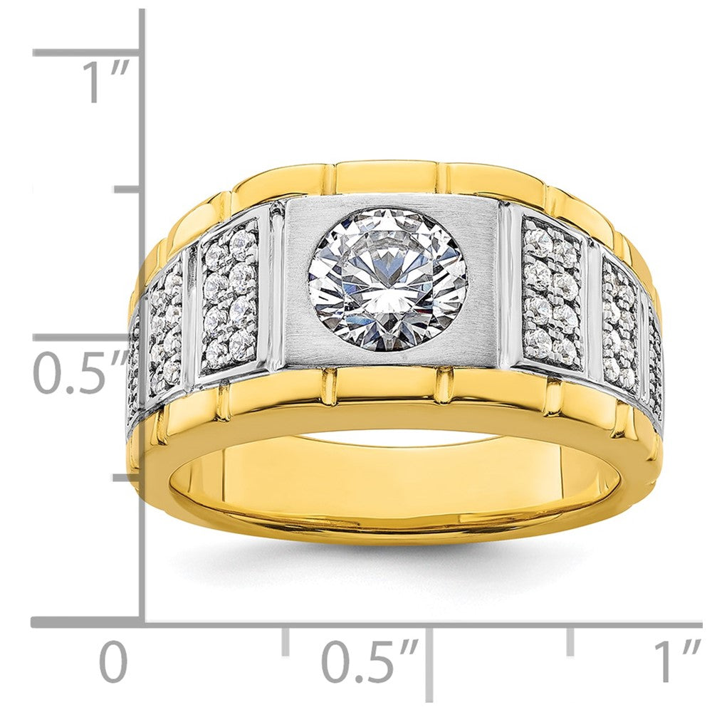 14k Two-tone 1 5/8 Ct. Lab Grown Diamond VS/SI+ G+ Polished and Satin Men's Ring