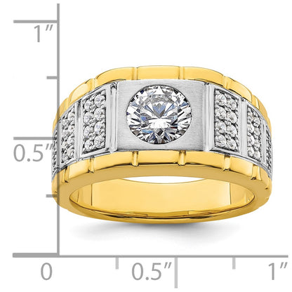 14k Two-tone 1 5/8 Ct. Lab Grown Diamond VS/SI+ G+ Polished and Satin Men's Ring