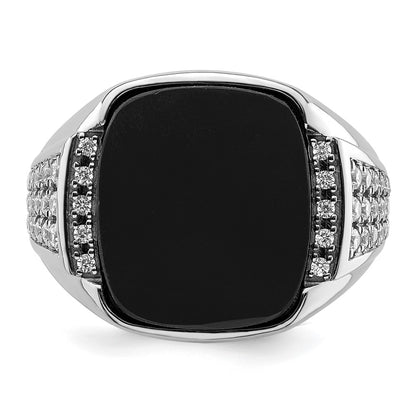 14k White Gold 5/8 Ct. Lab Grown Diamond VS/SI+ G+ and Onyx Men's Ring