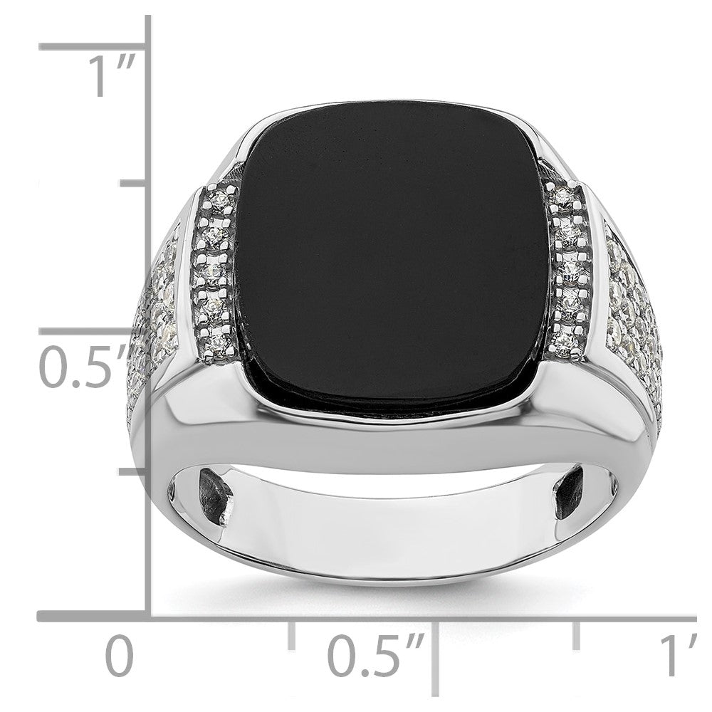 14k White Gold 5/8 Ct. Lab Grown Diamond VS/SI+ G+ and Onyx Men's Ring