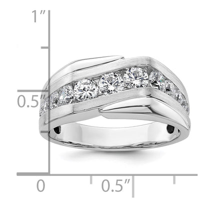 14k White Gold 1 3/8 Ct. Lab Grown Diamond VS/SI+ G+ Satin Men's Ring