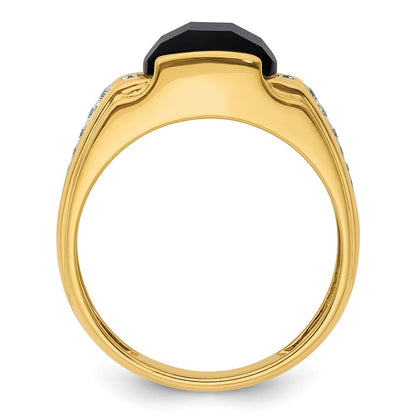10k Yellow Gold 1/8 Ct. Lab Grown Diamond VS/SI+ G+ and Onyx Men's Ring