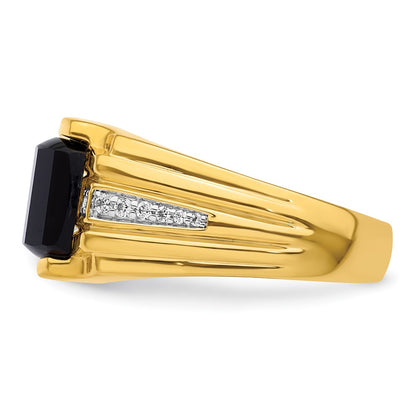 10k Yellow Gold 1/8 Ct. Lab Grown Diamond VS/SI+ G+ and Onyx Men's Ring