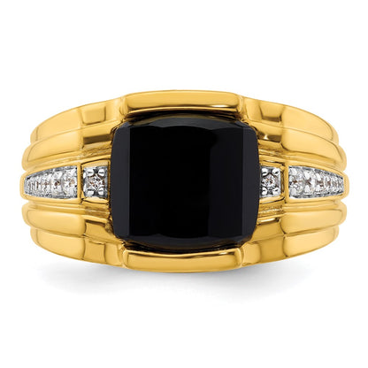 10k Yellow Gold 1/8 Ct. Lab Grown Diamond VS/SI+ G+ and Onyx Men's Ring
