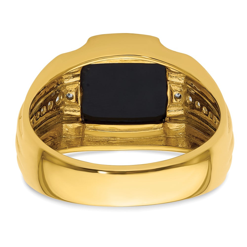 14k Yellow Gold  1/8 Ct. Lab Grown Diamond VS/SI+ G+ and Onyx Complete Men's Ring