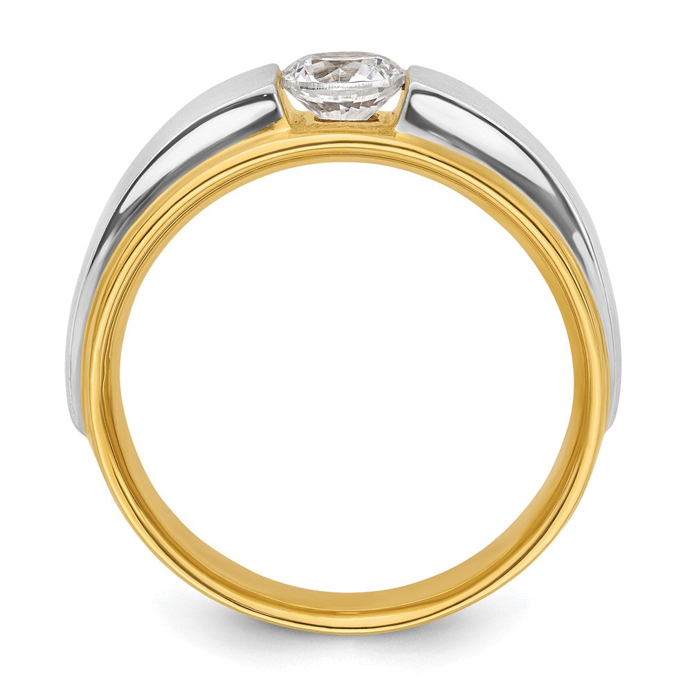 14k Two-tone Two Tone 3/4 Ct. Lab Grown Diamond VS/SI+ G+ Satin Men's Ring