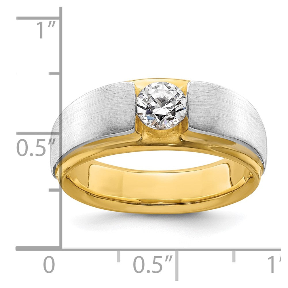 14k Two-tone Two Tone 3/4 Ct. Lab Grown Diamond VS/SI+ G+ Satin Men's Ring