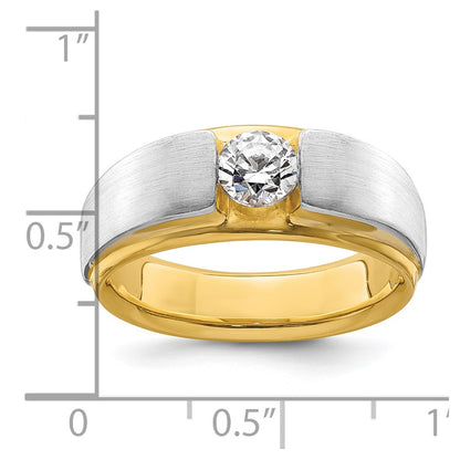 14k Two-tone Two Tone 3/4 Ct. Lab Grown Diamond VS/SI+ G+ Satin Men's Ring