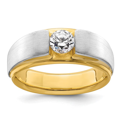 14k Two-tone Two Tone 3/4 Ct. Lab Grown Diamond VS/SI+ G+ Satin Men's Ring