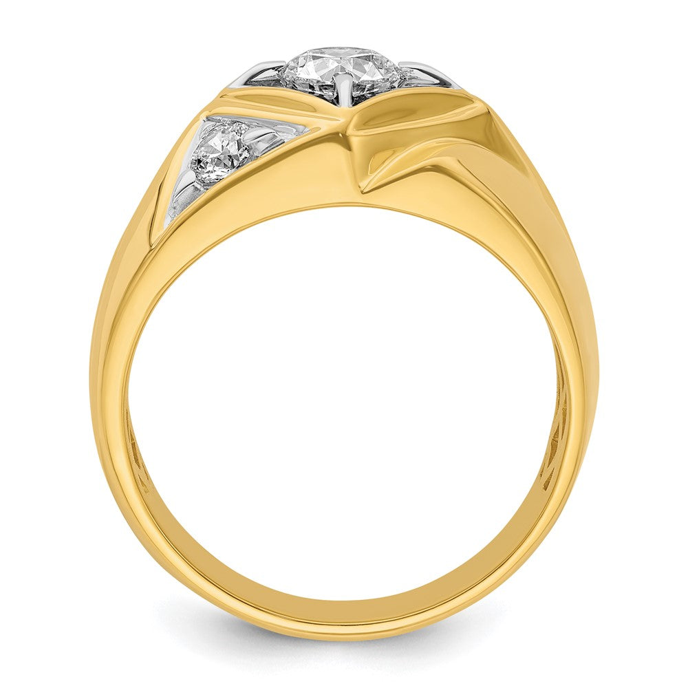 14k Yellow Gold  with White Rhodium 7/8 Ct. Lab Grown Diamond VS/SI+ G+ Complete Polished and Satin Men's Ring